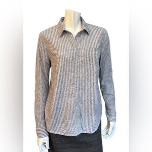 Lucky Brand Striped Button Back Tunic Shirt Women’s Medium Blue White Diagonal